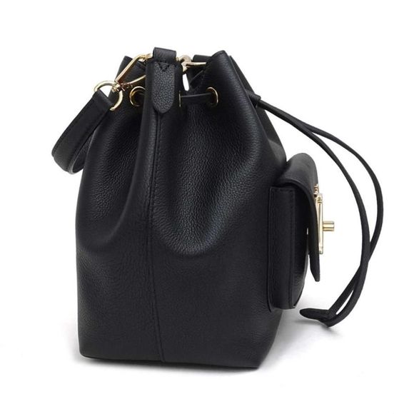 Louis Vuitton Grain Calf Leather LockMe Bucket Bag Black - Picture 4 of 12